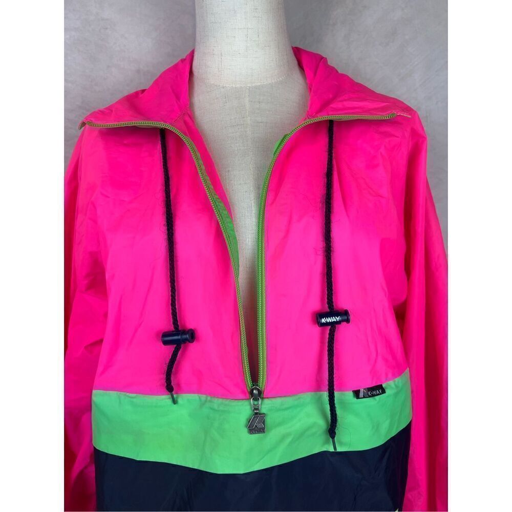 Vintage 90s Neon Windbreaker Jacket Neon Pink Men’s Medium - Picture 4 of 12